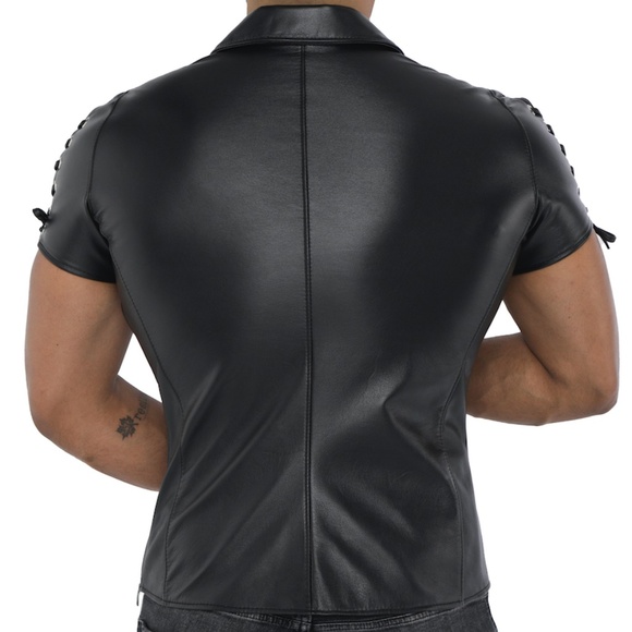 North Bound Leather Lace Up Short Sleeve Shirt Medium Gently worn Side zip - Picture 4 of 13